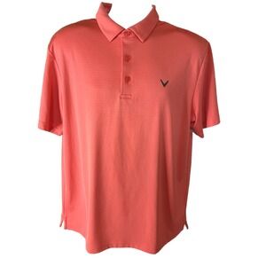 Callaway Opti-Dri Short Sleeve Collared Polo Golf Shirt Men's Large Peach Color